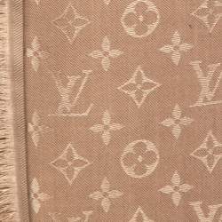 Pre Owned Louis Vuitton Caramel Silk & Wool Classique Monogram Shawl