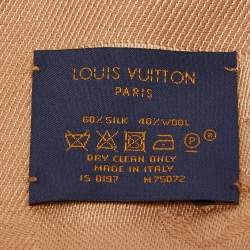 Pre Owned Louis Vuitton Caramel Silk & Wool Classique Monogram Shawl
