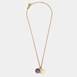 Pre Owned Louis Vuitton Half Sphere Resin Gold Tone Necklace