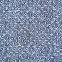 Louis Vuitton Monogram Print Logo Silk Square Neck Scarf Bandeau Blue –