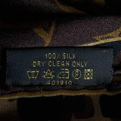 Pre Owned Louis Vuitton Brown Monogram Leopard Print Square Silk Scarf