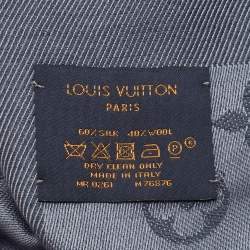 Pre Owned Louis Vuitton Charcoal Grey Wool & Silk Classique Monogram Shawl
