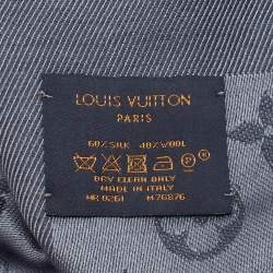Louis Vuitton Charcoal Grey Silk & Wool Classique Monogram Shawl