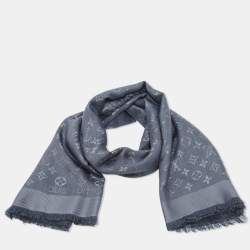 Louis Vuitton Charcoal Grey Silk & Wool Classique Monogram Shawl
