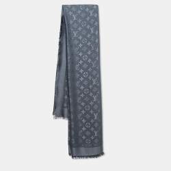 Mens Louis Vuitton Monogram Classic Scarf Charcoal Grey Wool