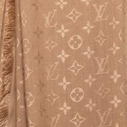 Louis Vuitton Cappuccino Brown Monogram Silk & Wool Classique Shawl