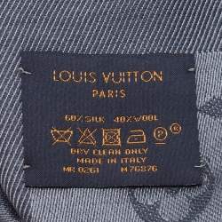 Louis Vuitton Charcoal Grey Silk & Wool Monogram Classique Shawl