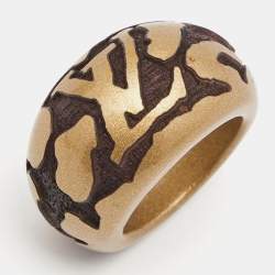 Louis Vuitton Wood Lacquer Monogram Ring Size 54