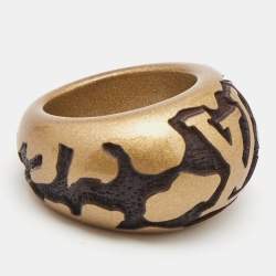 Louis Vuitton Wood Lacquer Monogram Ring Size 54