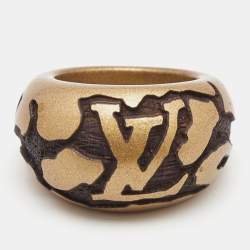 Louis Vuitton Wood Lacquer Monogram Ring Size 54