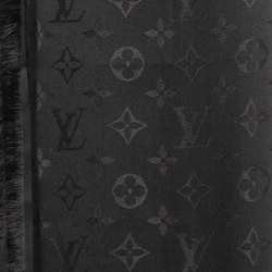 Louis Vuitton Black Wool & Silk Classique Monogram Shawl