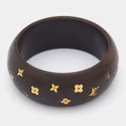 Pre Owned Louis Vuitton Dark Brown Wood Sylvania Bangle Bracelet