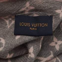 Pre Owned Louis Vuitton Grey/Blue Gradient Wool Monogram Telling Stole