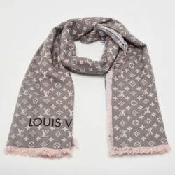 Pre Owned Louis Vuitton Grey/Blue Gradient Wool Monogram Telling Stole
