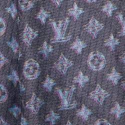 Pre Owned Louis Vuitton Black Logo Monogram Silk & Wool Pop Shawl