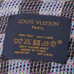 Pre Owned Louis Vuitton Black Logo Monogram Silk & Wool Pop Shawl