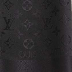 Louis Vuitton Black Wool & Silk Classique Monogram Shawl