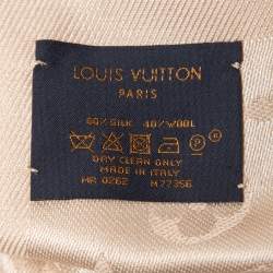 Louis Vuitton Ecru Wool & Silk Classique Monogram Shawl