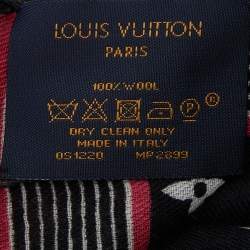 Pre Owned Louis Vuitton Black Game On Printed Wool Shawl