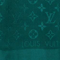 Pre Owned Louis Vuitton Green Silk & Wool Monogram Shawl 
