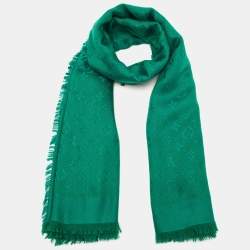 Louis Vuitton Monogram shawl Olive green Silk Wool ref.171284 - Joli Closet