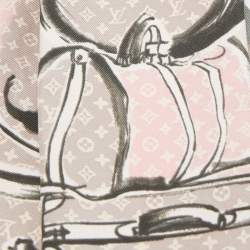 Pre Owned Louis Vuitton Pink Trunks Print Silk Bandeau Scarf