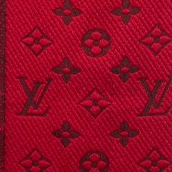 Pre Owned Louis Vuitton Ruby Red Wool & Silk Logomania Scarf