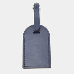 Pre Owned Louis Vuitton Navy Blue Leather Luggage Name Tag