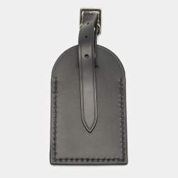 Pre Owned Louis Vuitton Black Leather Luggage Name Tag
