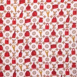 Pre Owned Louis Vuitton Rouge Crazy In Lock Print Silk Scarf