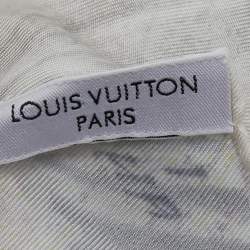 Pre Owned Louis Vuitton White/Grey Motorcycle Graffiti Print Silk Scarf
