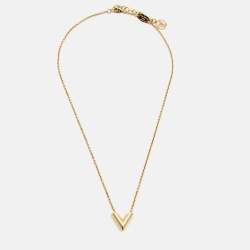 Pre Owned Louis Vuitton Essential V Gold Tone Necklace