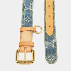 Pre Owned Louis Vuitton Blue Monogram Denim Belt 90CM
