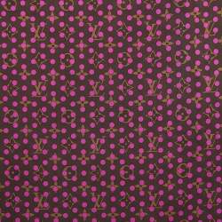 Pre Owned Louis Vuitton Brown/Fuchsia Monogram Polka Dot Print Silk Scarf