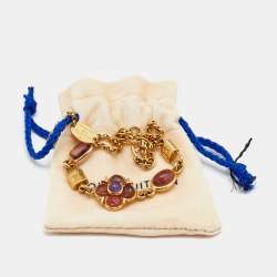 Pre Owned Louis Vuitton Gold Tone Beaded Charm Bracelet