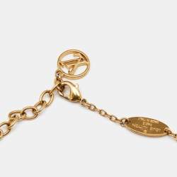 Pre Owned Louis Vuitton Essential V Gold & Silver Tone Logo Charm Bracelet