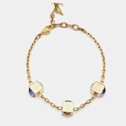 Pre Owned Louis Vuitton Gamble Crystals Gold Tone Bracelet