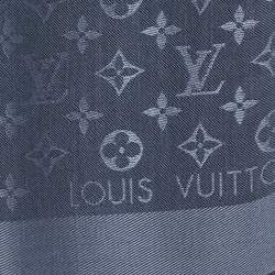 Louis Vuitton Carbon Grey Silk & Wool Classique Monogram Shawl Louis Vuitton