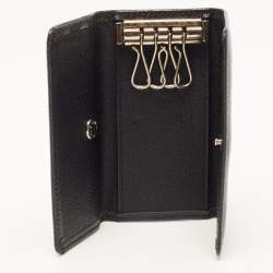 Pre Owned Louis Vuitton Black Leather 4 Key Holder