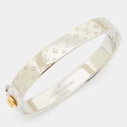 Pre Owned Louis Vuitton Nanogram Cuff Two Tone Bracelet M