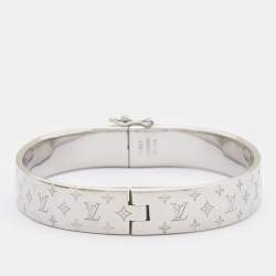 Pre Owned Louis Vuitton Nanogram Cuff Two Tone Bracelet M