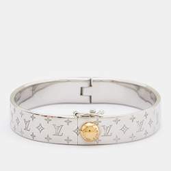 Pre Owned Louis Vuitton Nanogram Cuff Two Tone Bracelet M