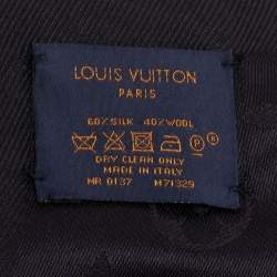 Pre Owned Louis Vuitton Black Silk & Wool Classique Monogram Shawl