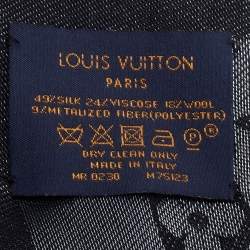 Pre Owned Louis Vuitton Black Silk & Wool Monogram Shine Shawl