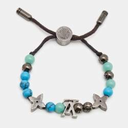 Louis Vuitton Beads Gunmetal Tone Cord Bracelet