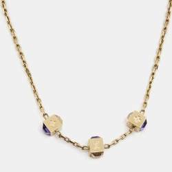 Louis Vuitton Gamble  Crystal Gold Tone Station Necklace