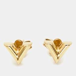 Louis Vuitton Essential V  Gold Tone Earrings