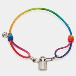 Pre Owned Louis Vuitton Silver Lockit X Virgil Abloh Cord Titanium Bracelet
