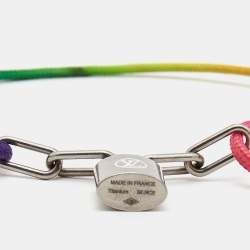 Pre Owned Louis Vuitton Silver Lockit X Virgil Abloh Cord Titanium Bracelet