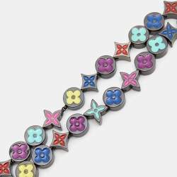 Pre Owned Louis Vuitton Monogram Party Enamel Black Metal Necklace